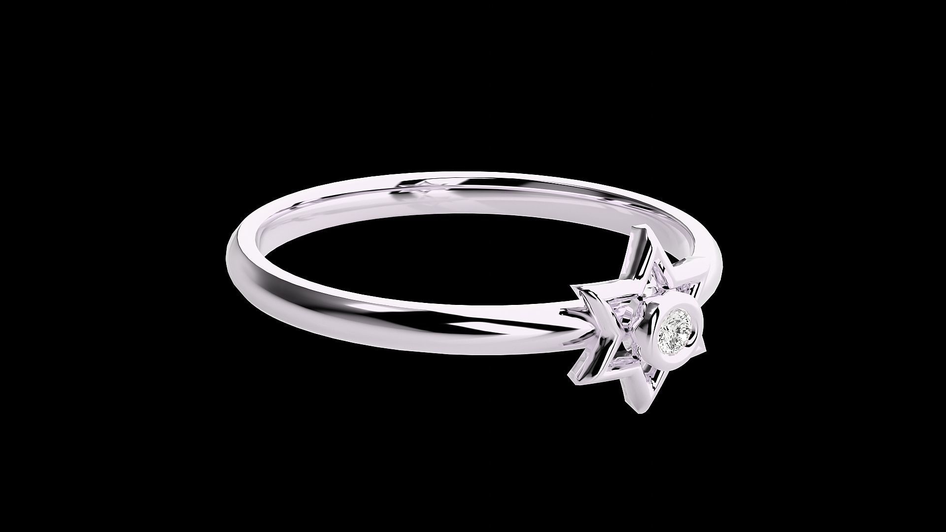 Star Ultra light wt minimalist Women Ring 3dm stl renders 3D print model_15