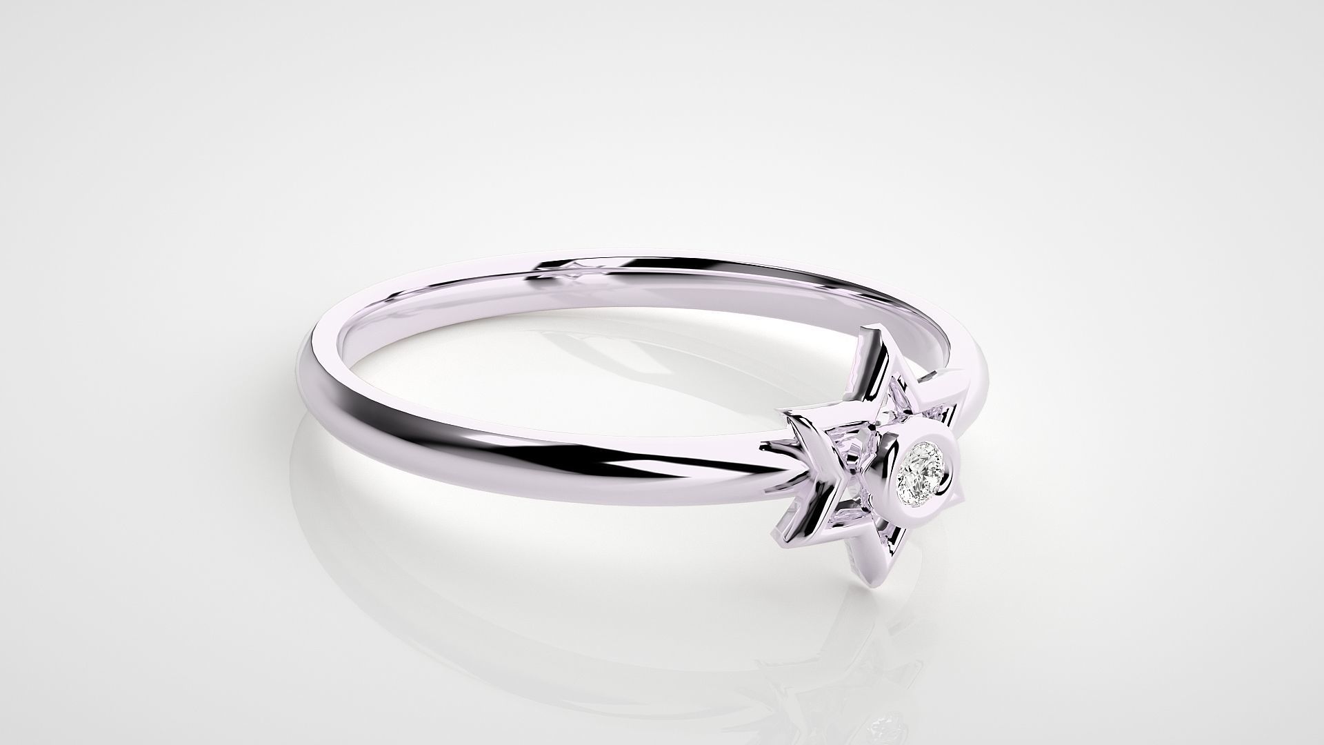 Star Ultra light wt minimalist Women Ring 3dm stl renders 3D print model_11