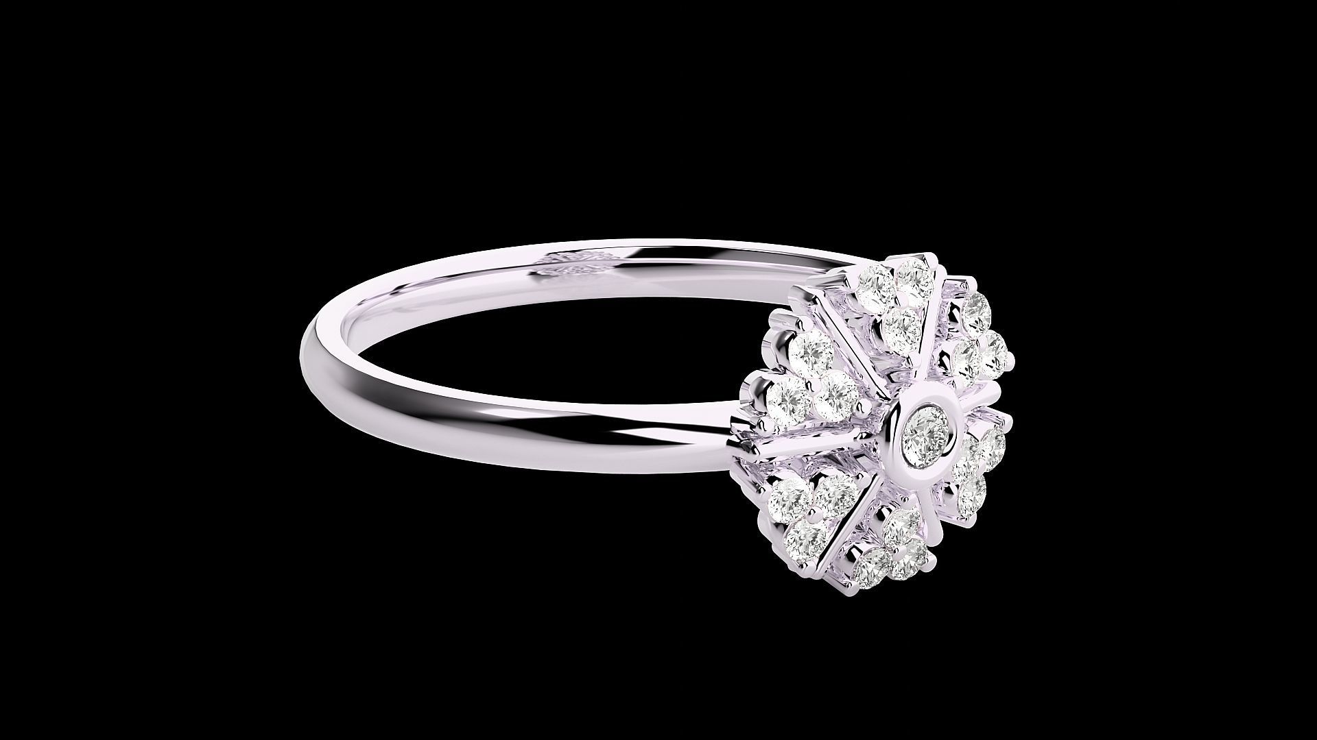 Flower Ultra light wt minimalist Women Ring 3dm stl renders 3D print model_16