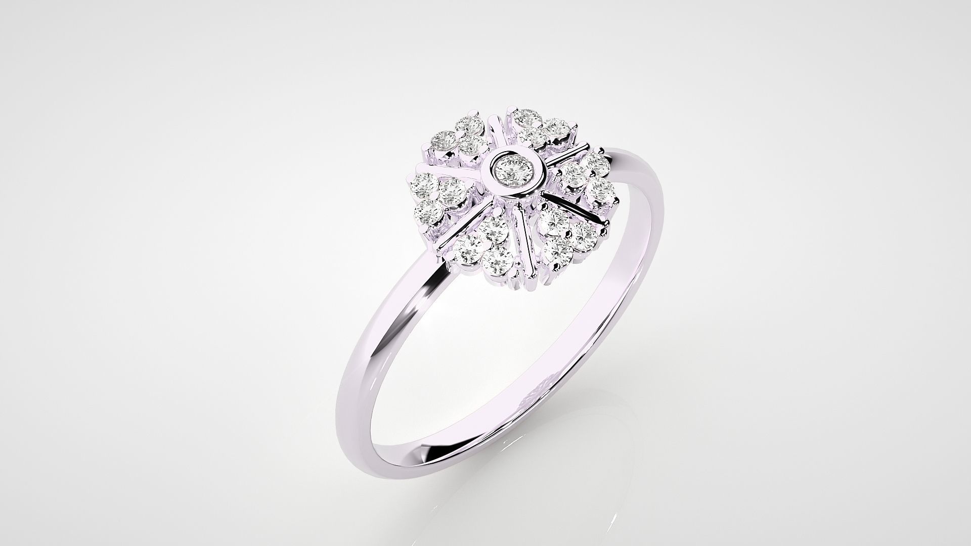 Flower Ultra light wt minimalist Women Ring 3dm stl renders 3D print model_12