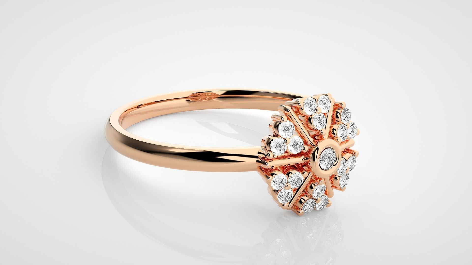 Flower Ultra light wt minimalist Women Ring 3dm stl renders 3D print model_1