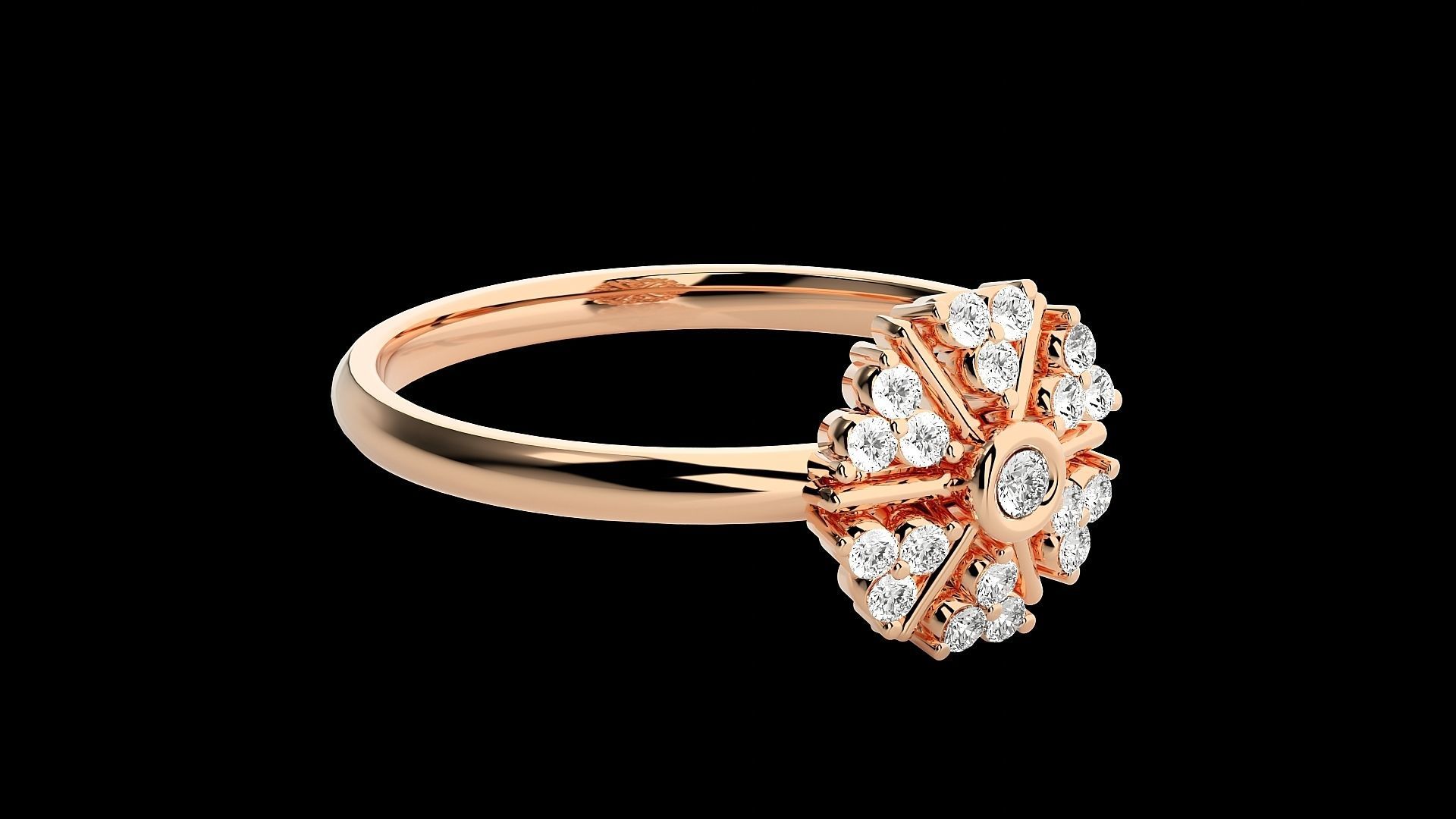 Flower Ultra light wt minimalist Women Ring 3dm stl renders 3D print model_6
