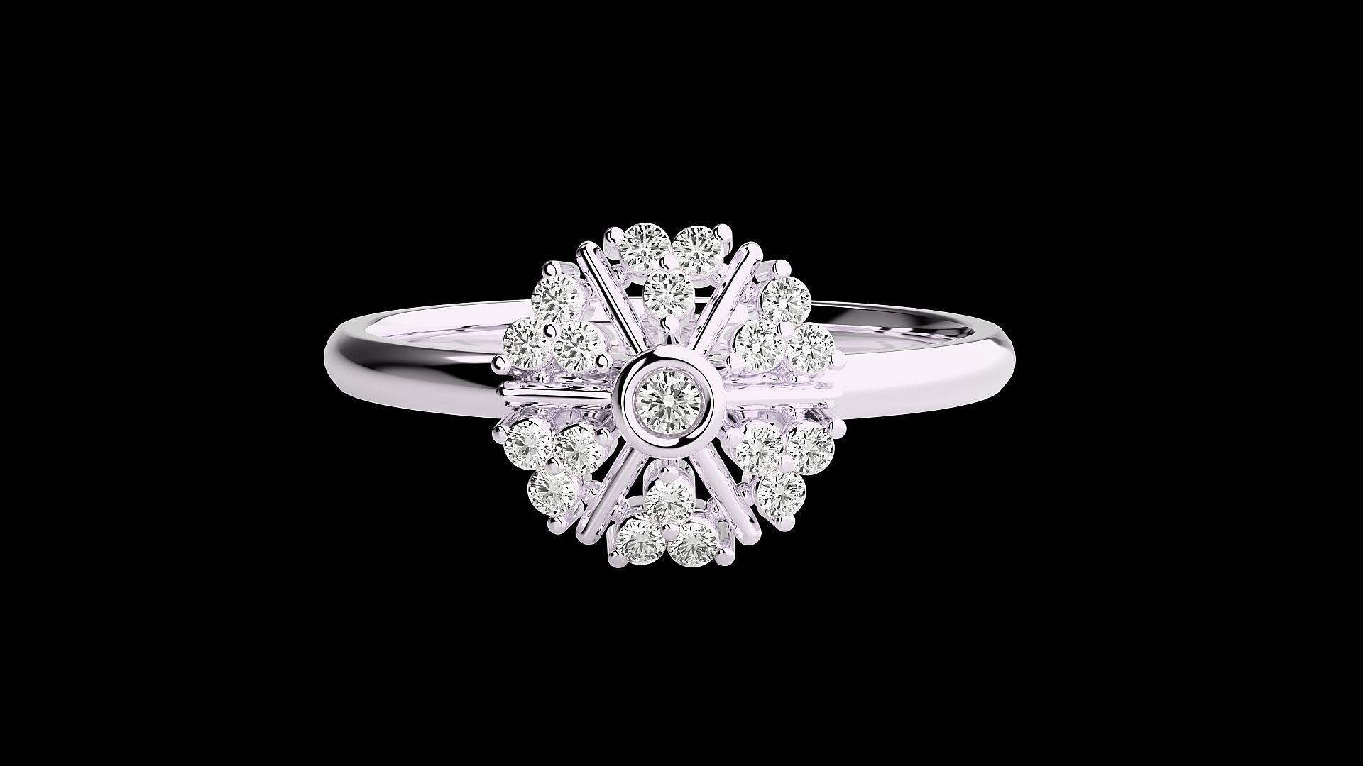 Flower Ultra light wt minimalist Women Ring 3dm stl renders 3D print model_13