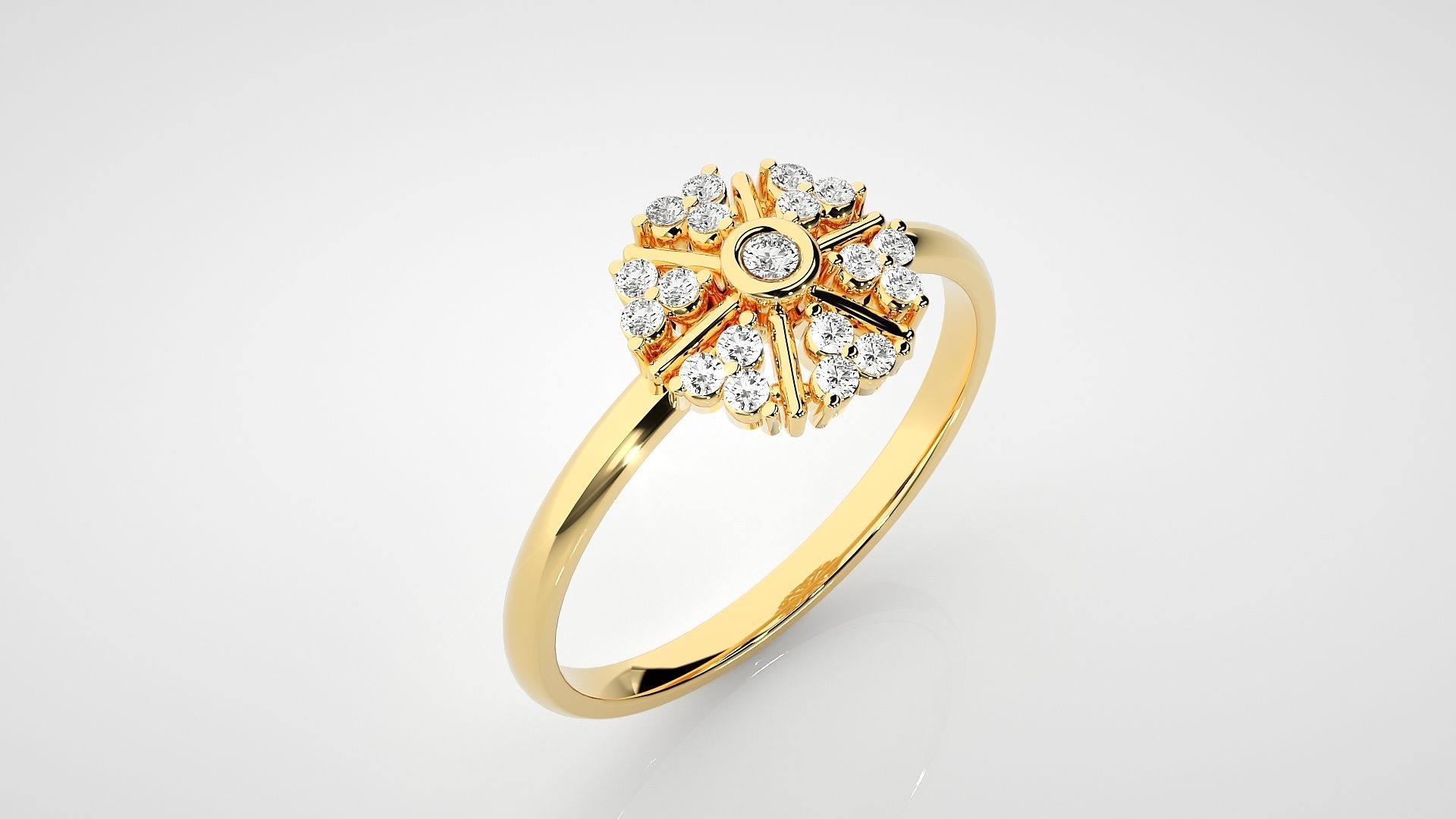 Flower Ultra light wt minimalist Women Ring 3dm stl renders 3D print model_22