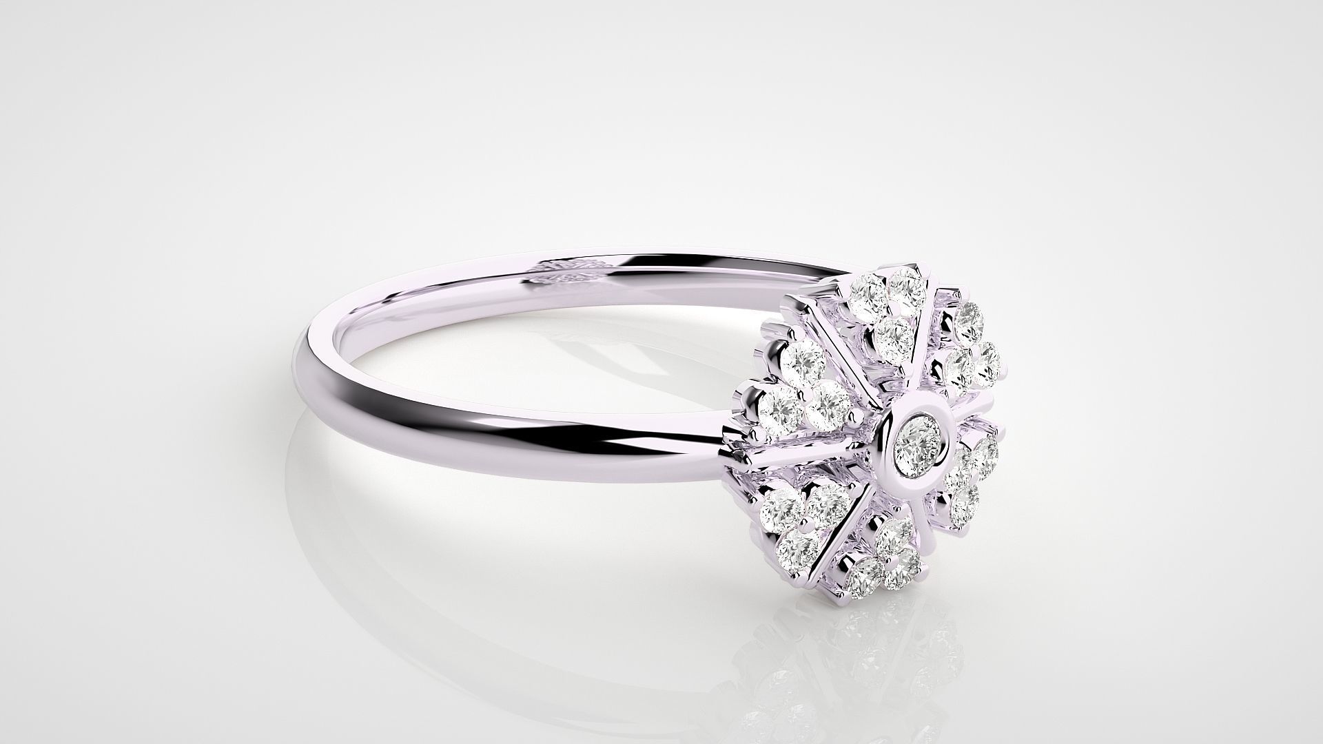 Flower Ultra light wt minimalist Women Ring 3dm stl renders 3D print model_11