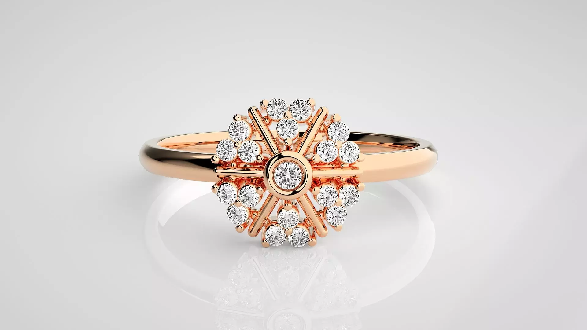Flower Ultra light wt minimalist Women Ring 3dm stl renders 3D print model_0