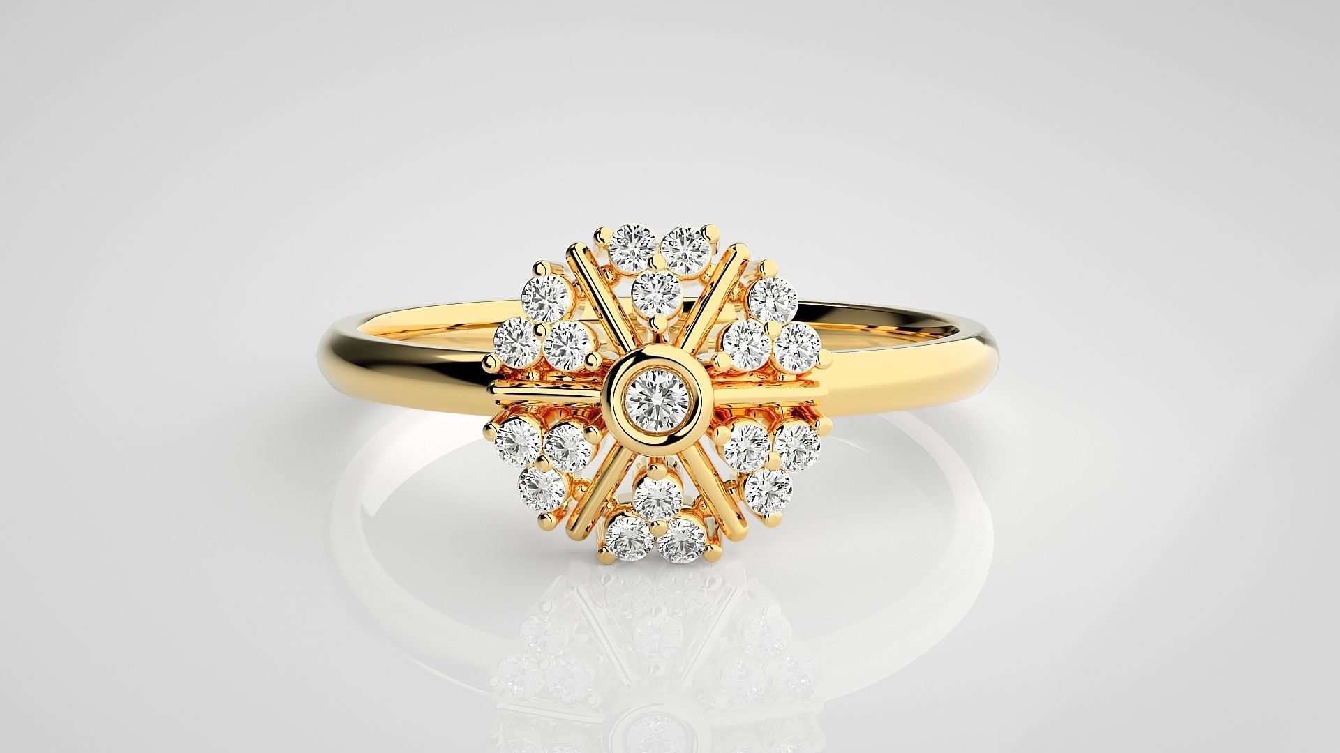 Flower Ultra light wt minimalist Women Ring 3dm stl renders 3D print model_19