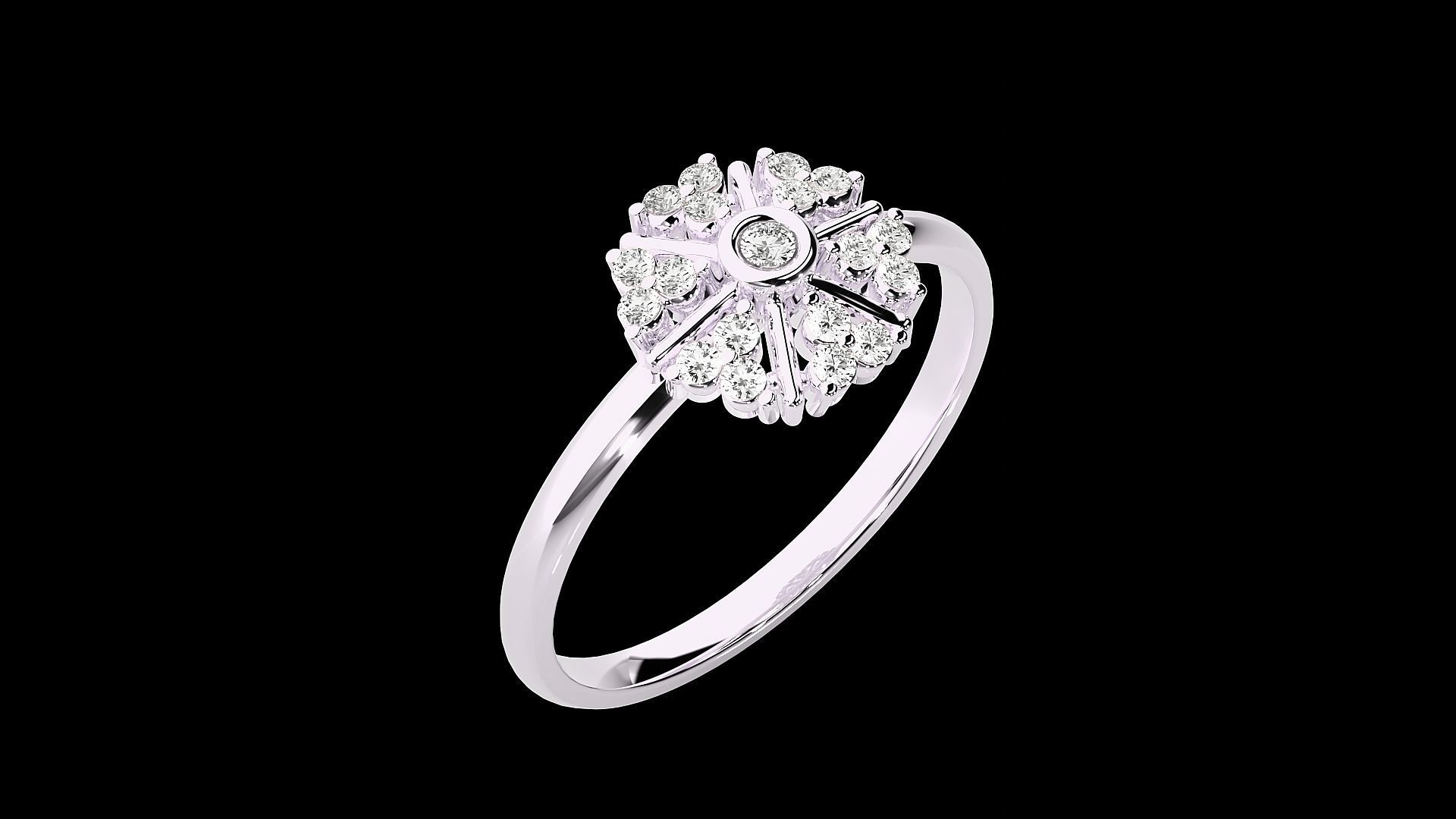 Flower Ultra light wt minimalist Women Ring 3dm stl renders 3D print model_17