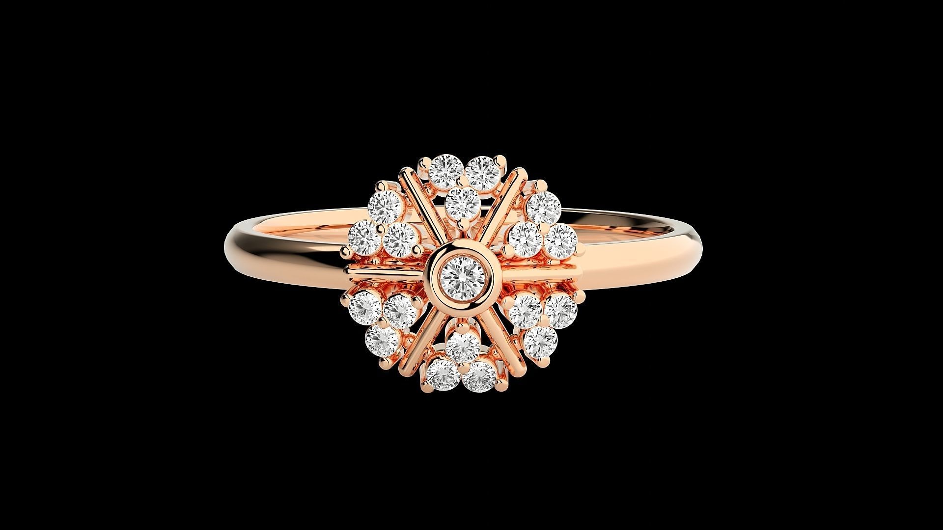 Flower Ultra light wt minimalist Women Ring 3dm stl renders 3D print model_3
