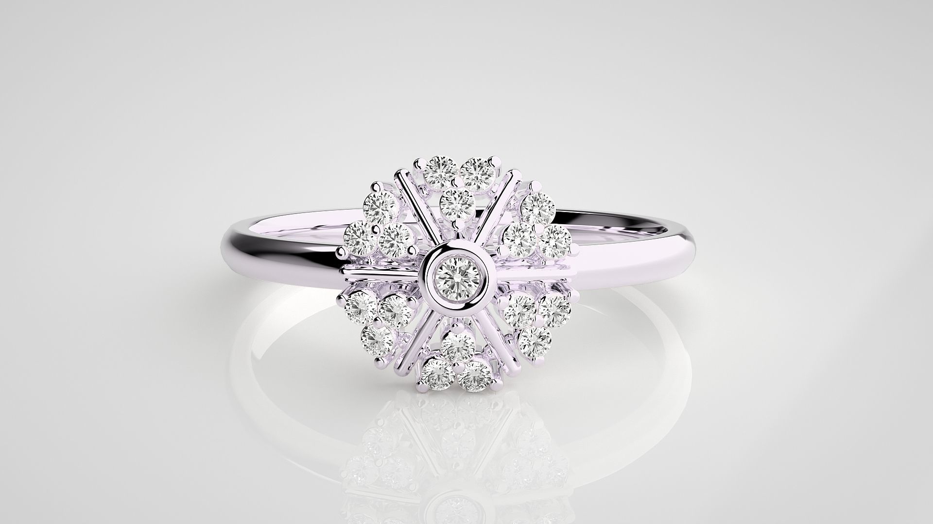 Flower Ultra light wt minimalist Women Ring 3dm stl renders 3D print model_10