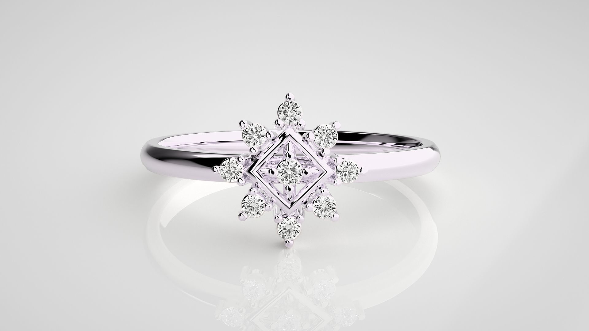 Flower Ultra light wt minimalist Women Ring 3dm stl renders 3D print model_10