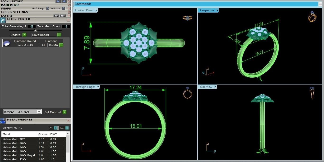 Flower Ultra light wt minimalist Women Ring 3dm stl renders 3D print model_3