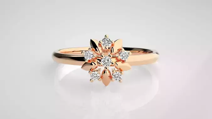 Flower Ultra light wt minimalist Women Ring 3dm stl renders 3D print model