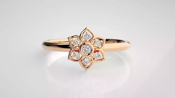 Flower Ultra light wt minimalist Women Ring 3dm stl renders 3D print model