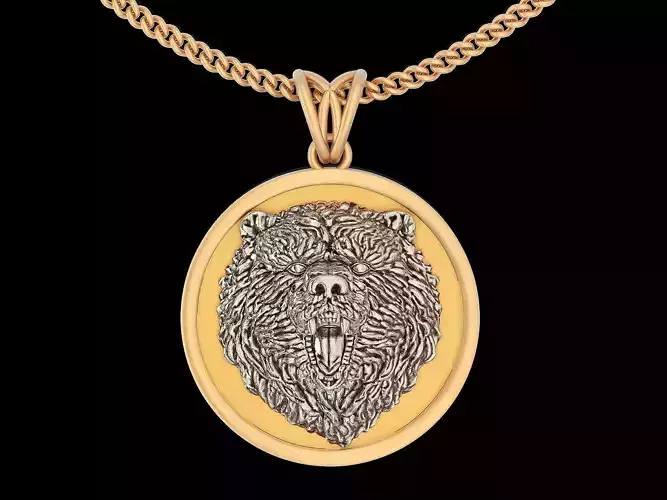 Bear pendant silver gold  jewelry printable 3D model