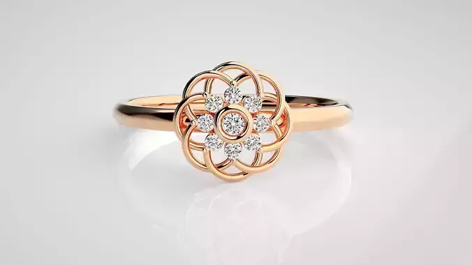 Flower Ultra light wt minimalist Women Ring 3dm stl renders 3D print model