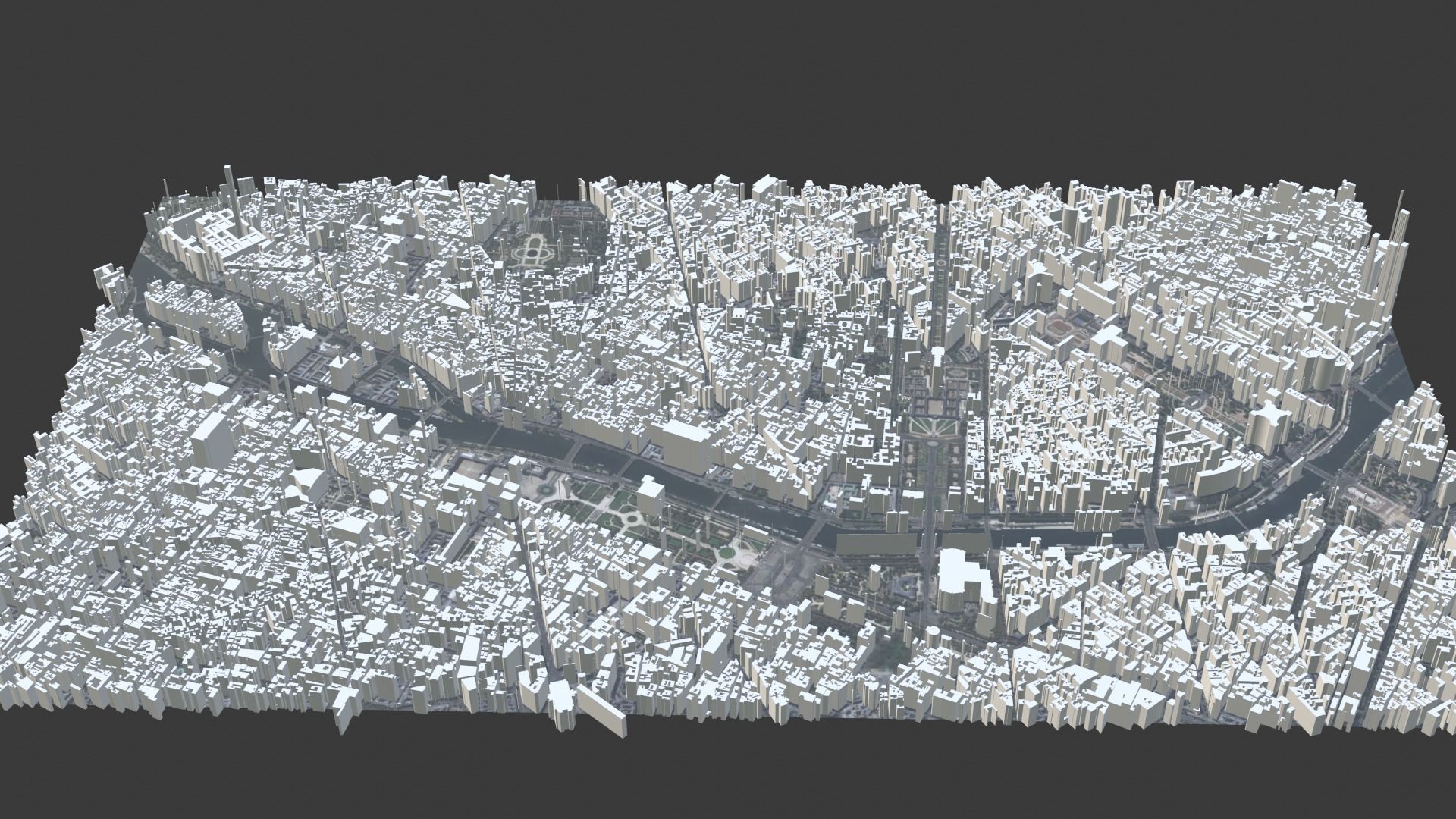 Paris City Low-poly 3D model_1