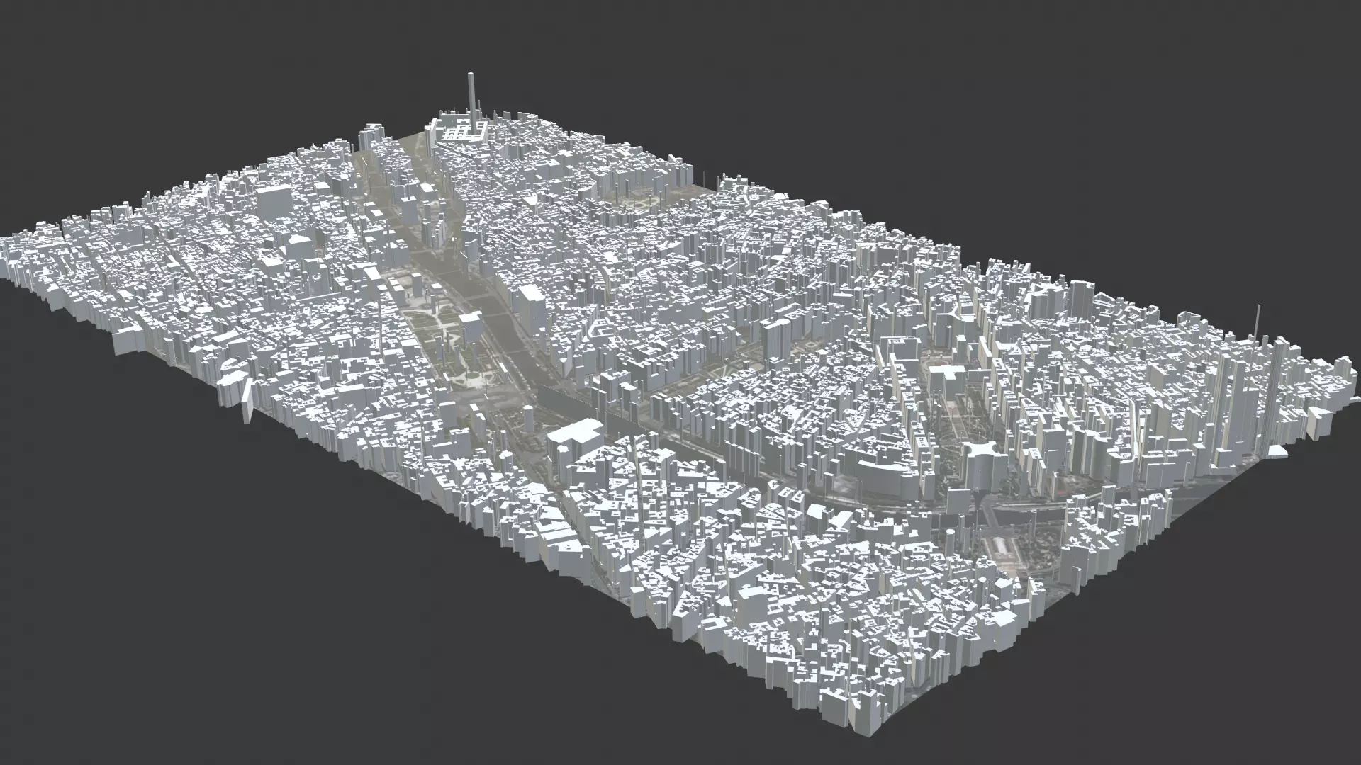 Paris City Low-poly 3D model_0
