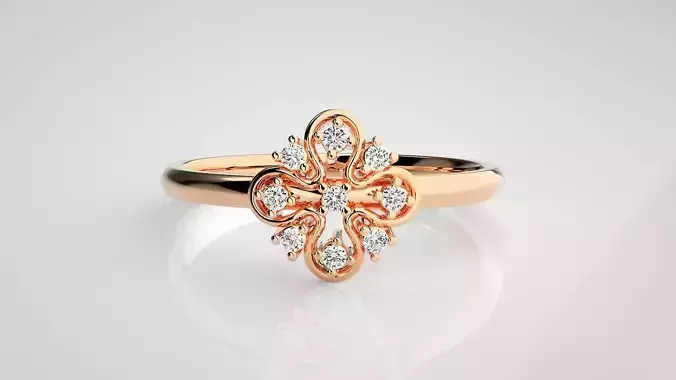 Flower Ultra light wt minimalist Women Ring 3dm stl renders 3D print model