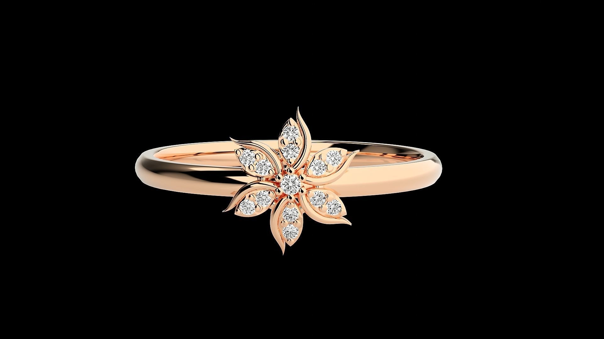 Flower Ultra light wt minimalist Women Ring 3dm stl renders 3D print model_3