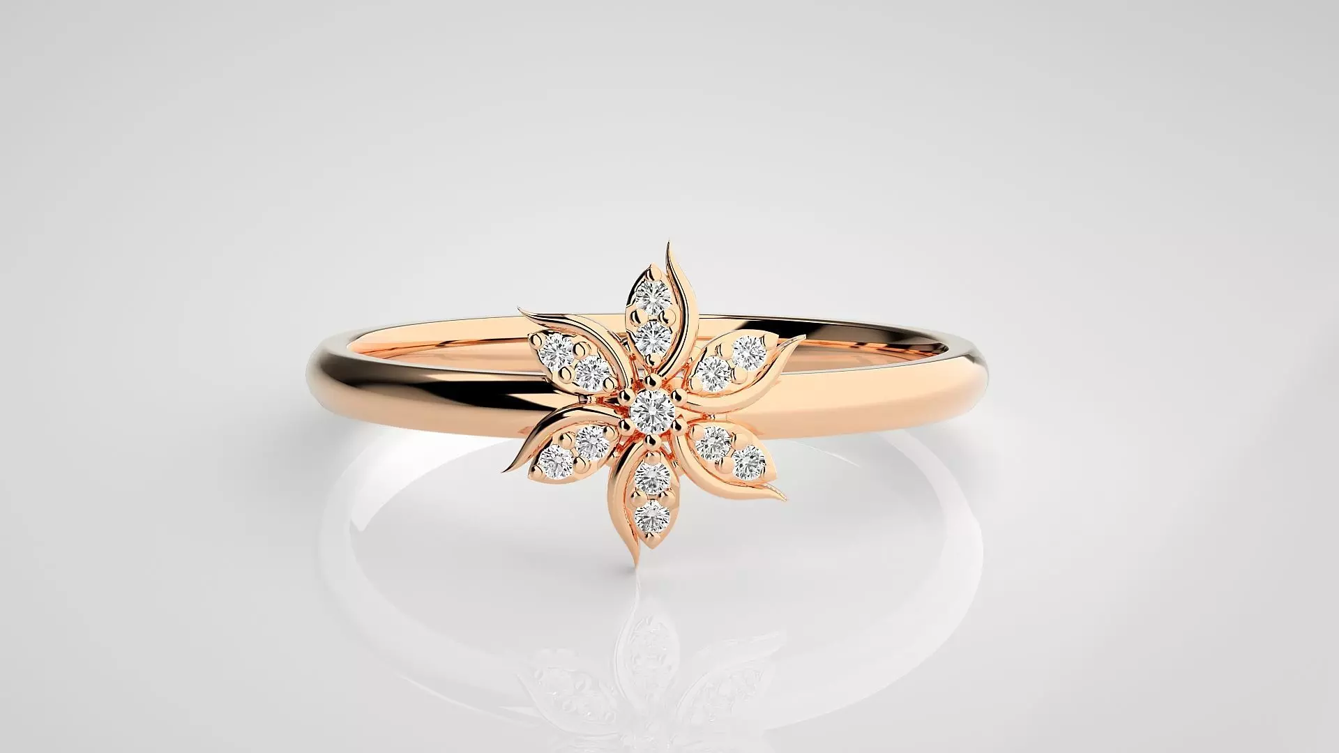 Flower Ultra light wt minimalist Women Ring 3dm stl renders 3D print model_0