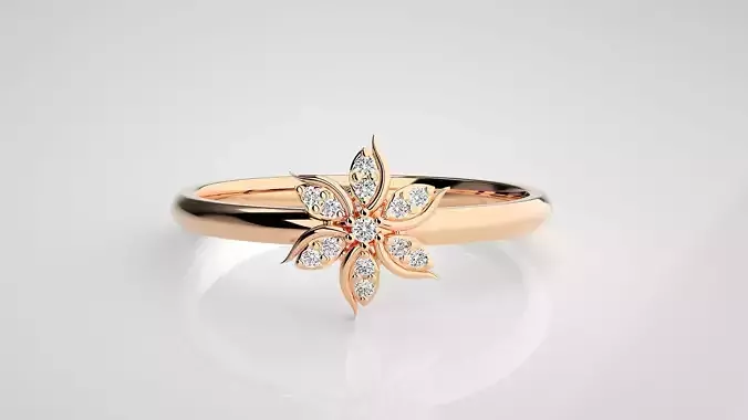 Flower Ultra light wt minimalist Women Ring 3dm stl renders