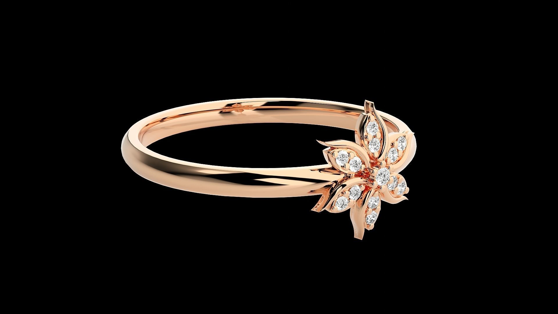 Flower Ultra light wt minimalist Women Ring 3dm stl renders 3D print model_7