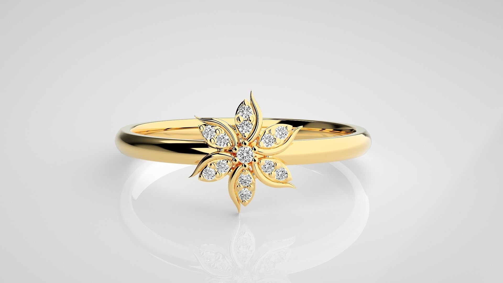 Flower Ultra light wt minimalist Women Ring 3dm stl renders 3D print model_19