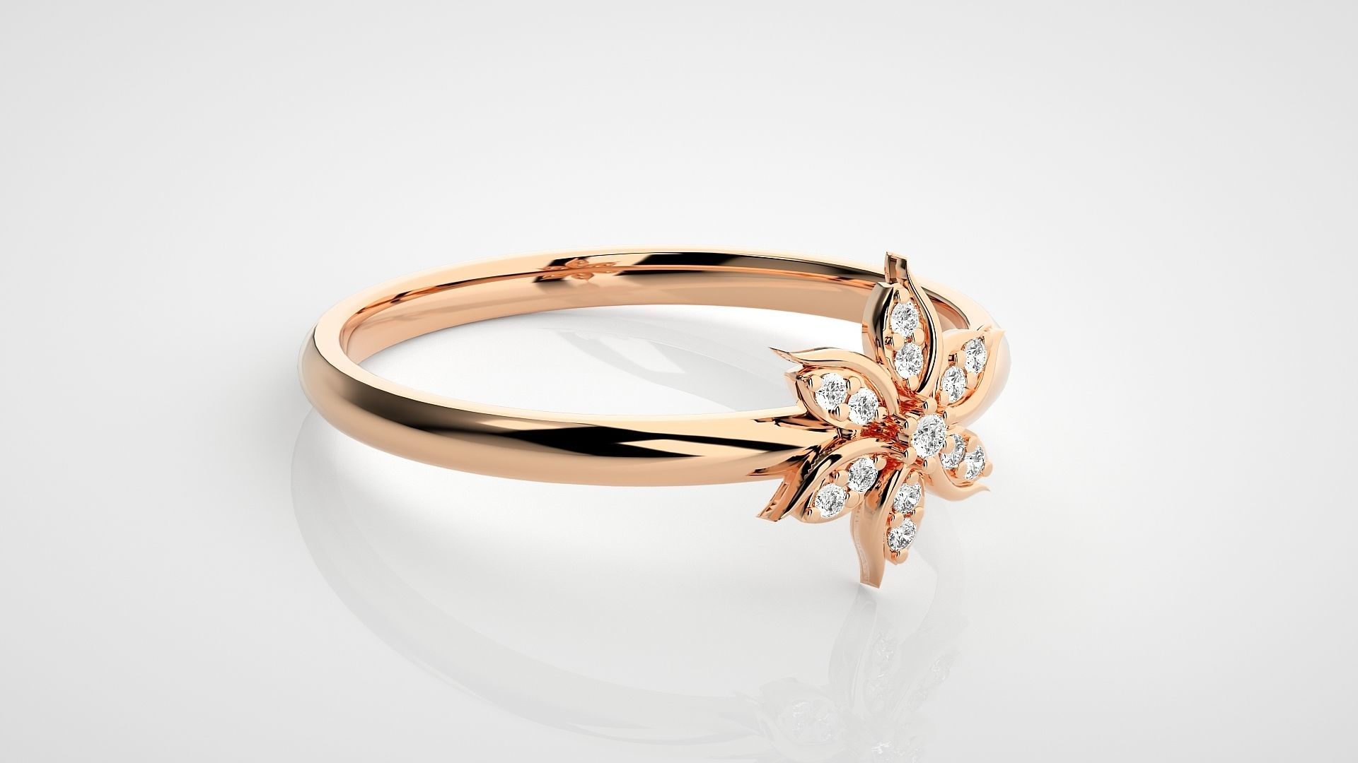 Flower Ultra light wt minimalist Women Ring 3dm stl renders 3D print model_1