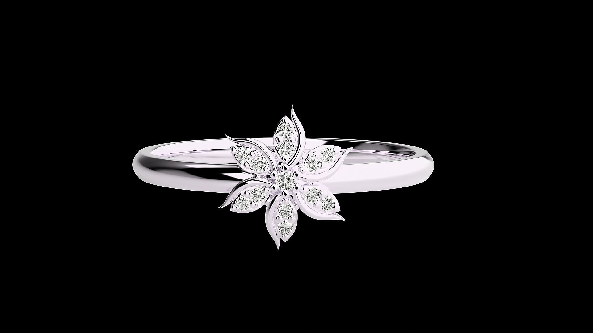 Flower Ultra light wt minimalist Women Ring 3dm stl renders 3D print model_13