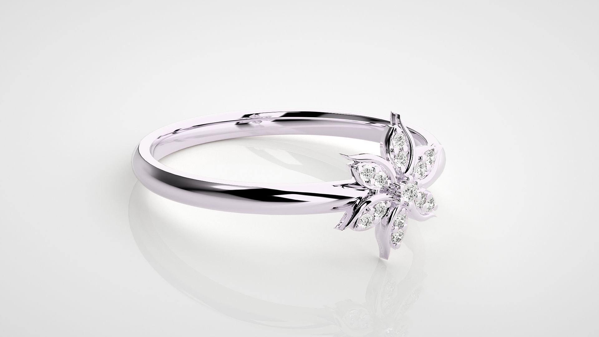 Flower Ultra light wt minimalist Women Ring 3dm stl renders 3D print model_11