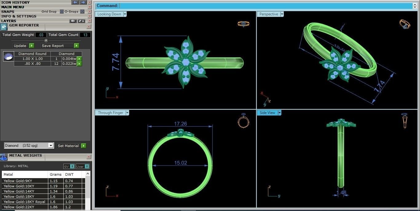 Flower Ultra light wt minimalist Women Ring 3dm stl renders 3D print model_4