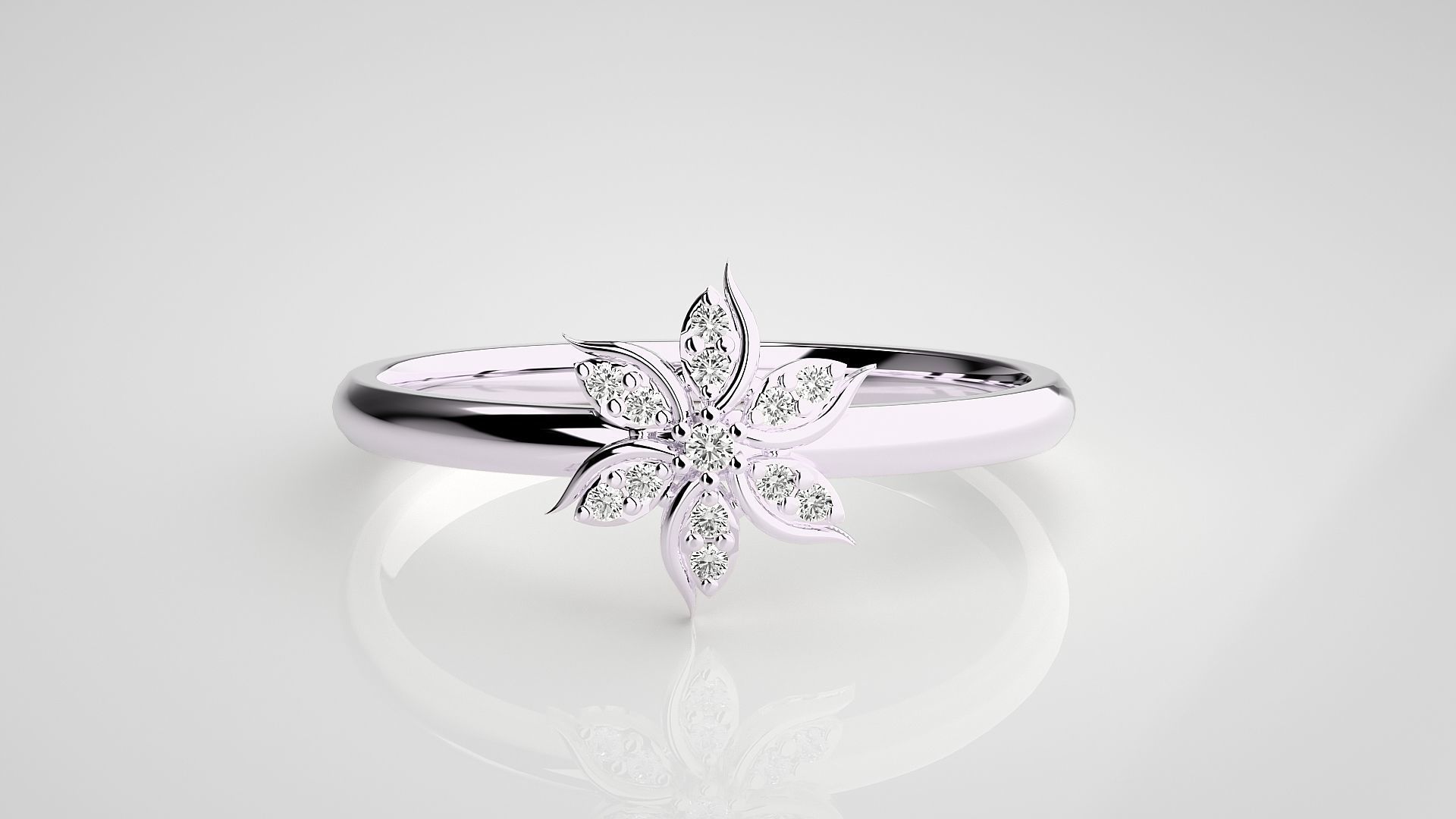Flower Ultra light wt minimalist Women Ring 3dm stl renders 3D print model_10