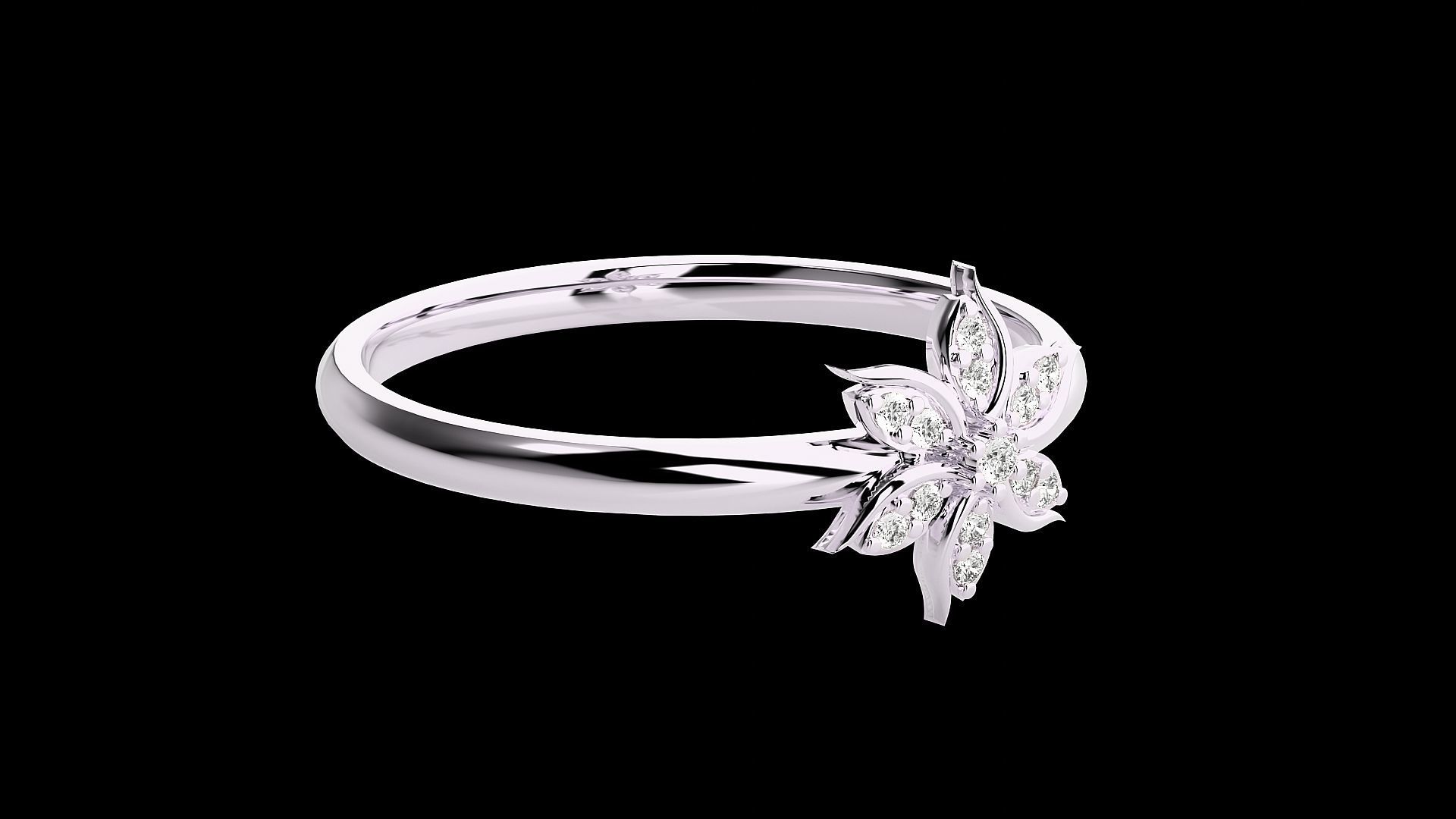 Flower Ultra light wt minimalist Women Ring 3dm stl renders 3D print model_15