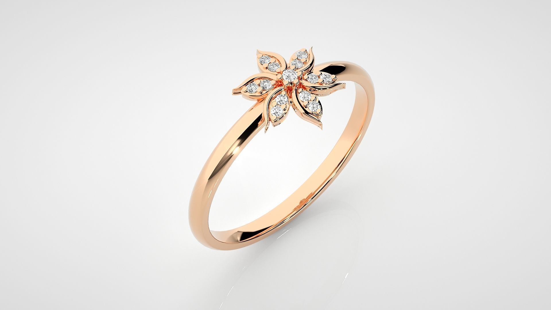 Flower Ultra light wt minimalist Women Ring 3dm stl renders 3D print model_2