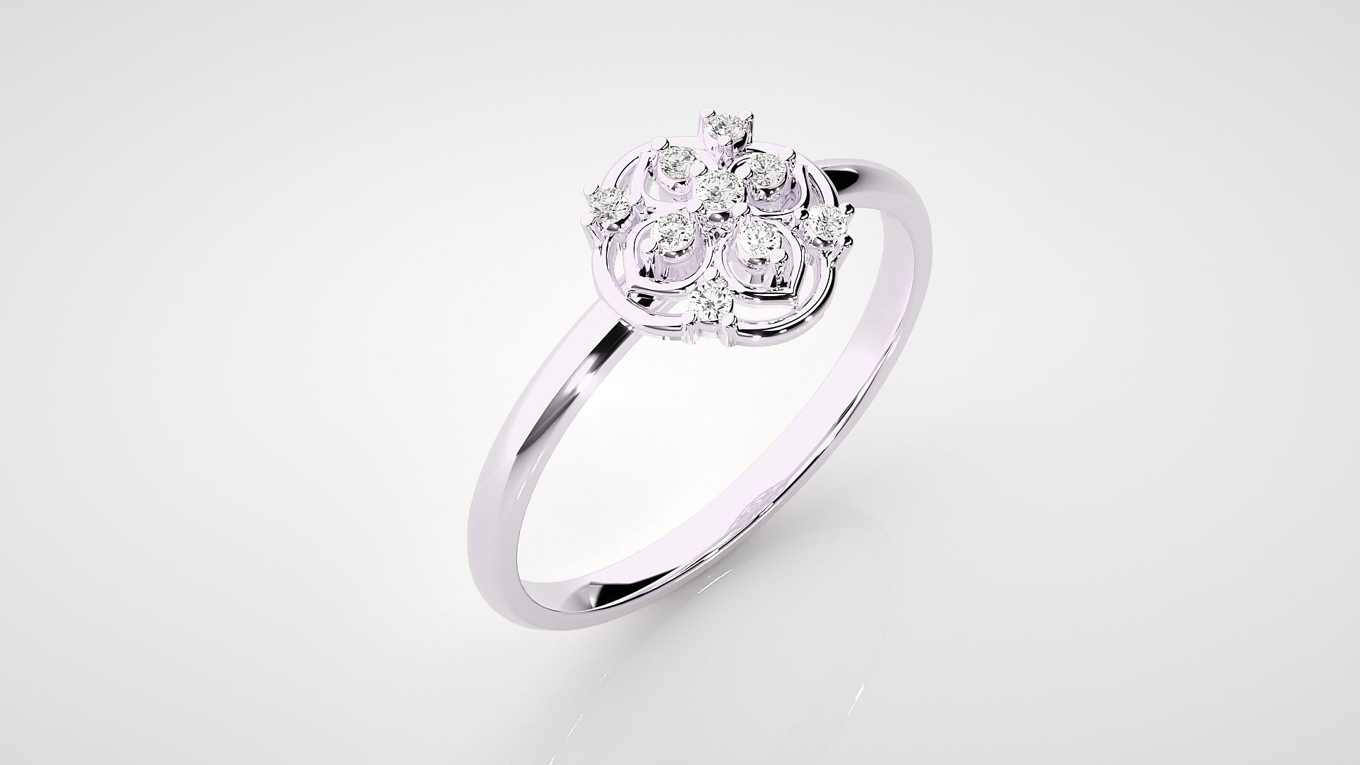 Flower Ultra light wt minimalist Women Ring 3dm stl renders 3D print model_11