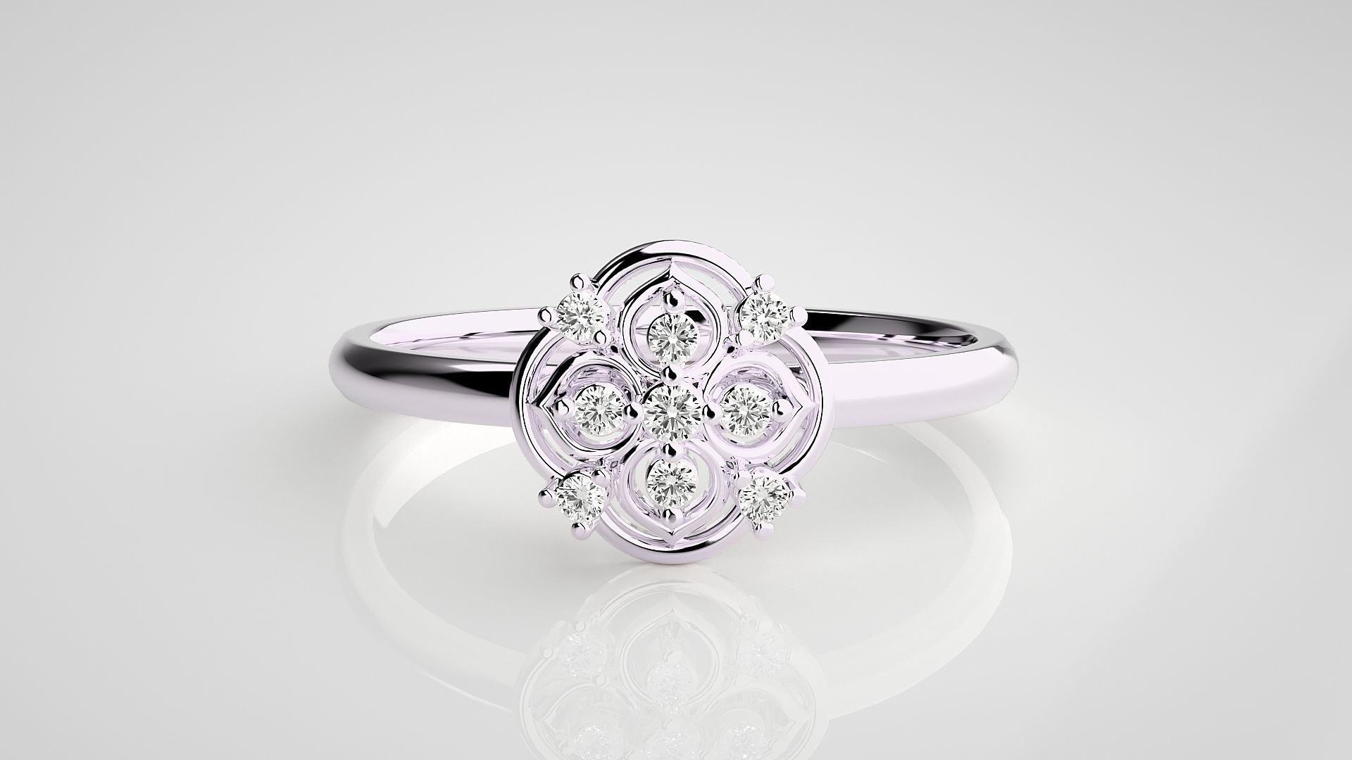 Flower Ultra light wt minimalist Women Ring 3dm stl renders 3D print model_9