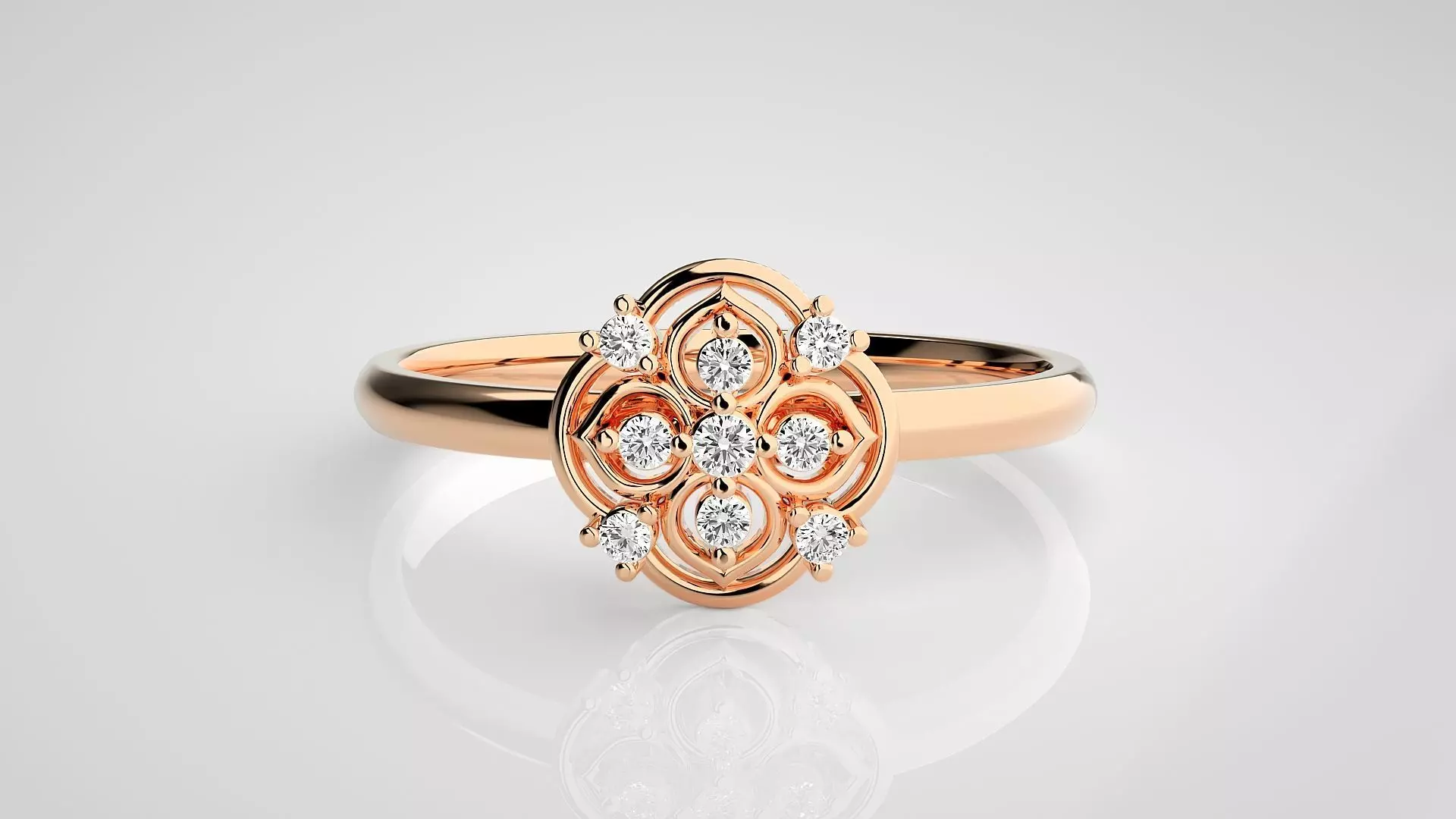 Flower Ultra light wt minimalist Women Ring 3dm stl renders 3D print model_0