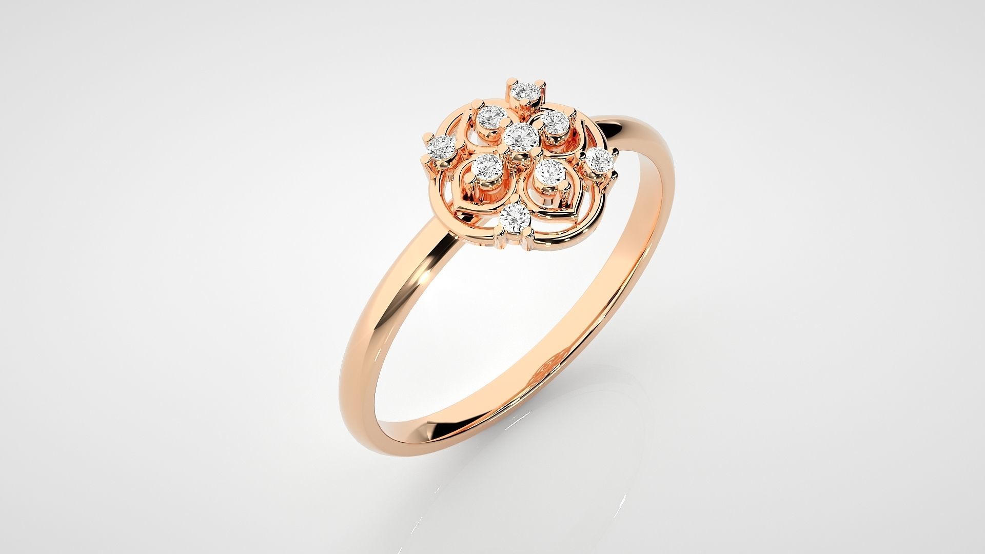 Flower Ultra light wt minimalist Women Ring 3dm stl renders 3D print model_2