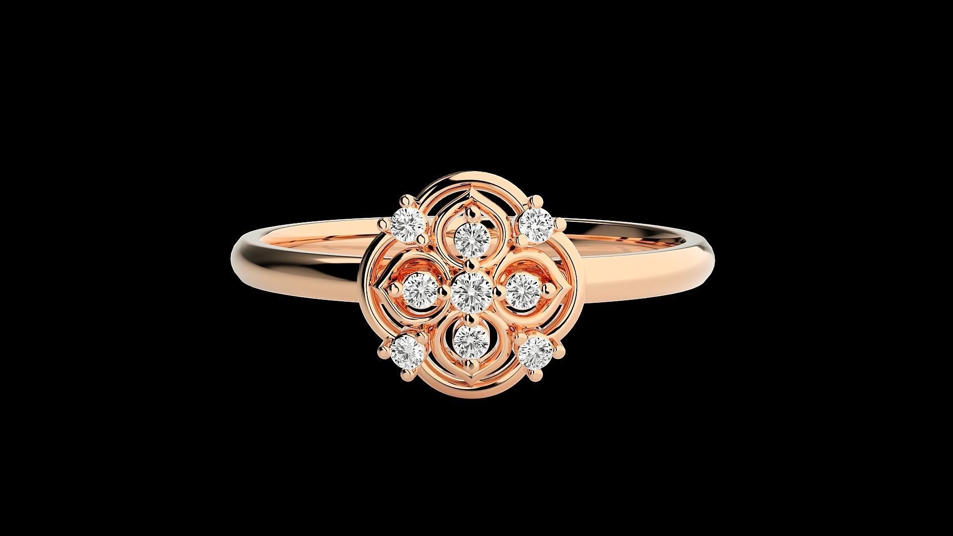 Flower Ultra light wt minimalist Women Ring 3dm stl renders 3D print model_4