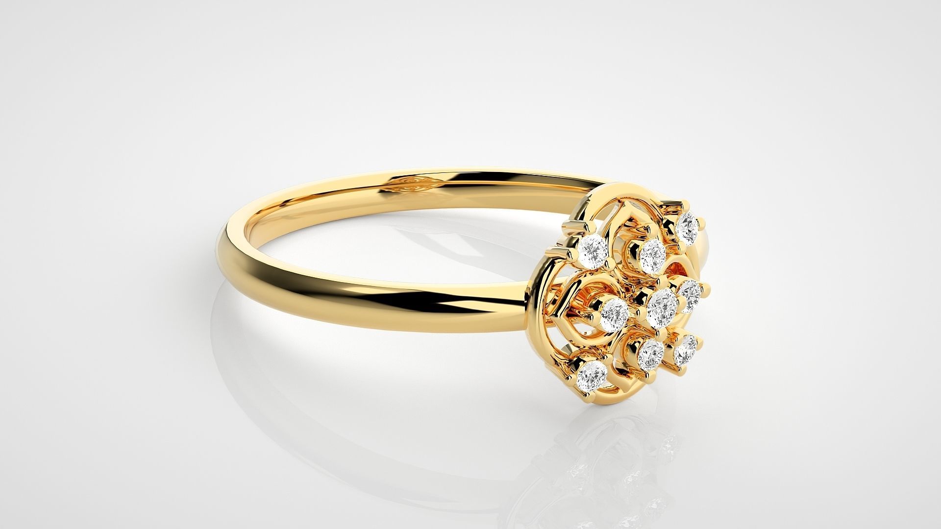 Flower Ultra light wt minimalist Women Ring 3dm stl renders 3D print model_19