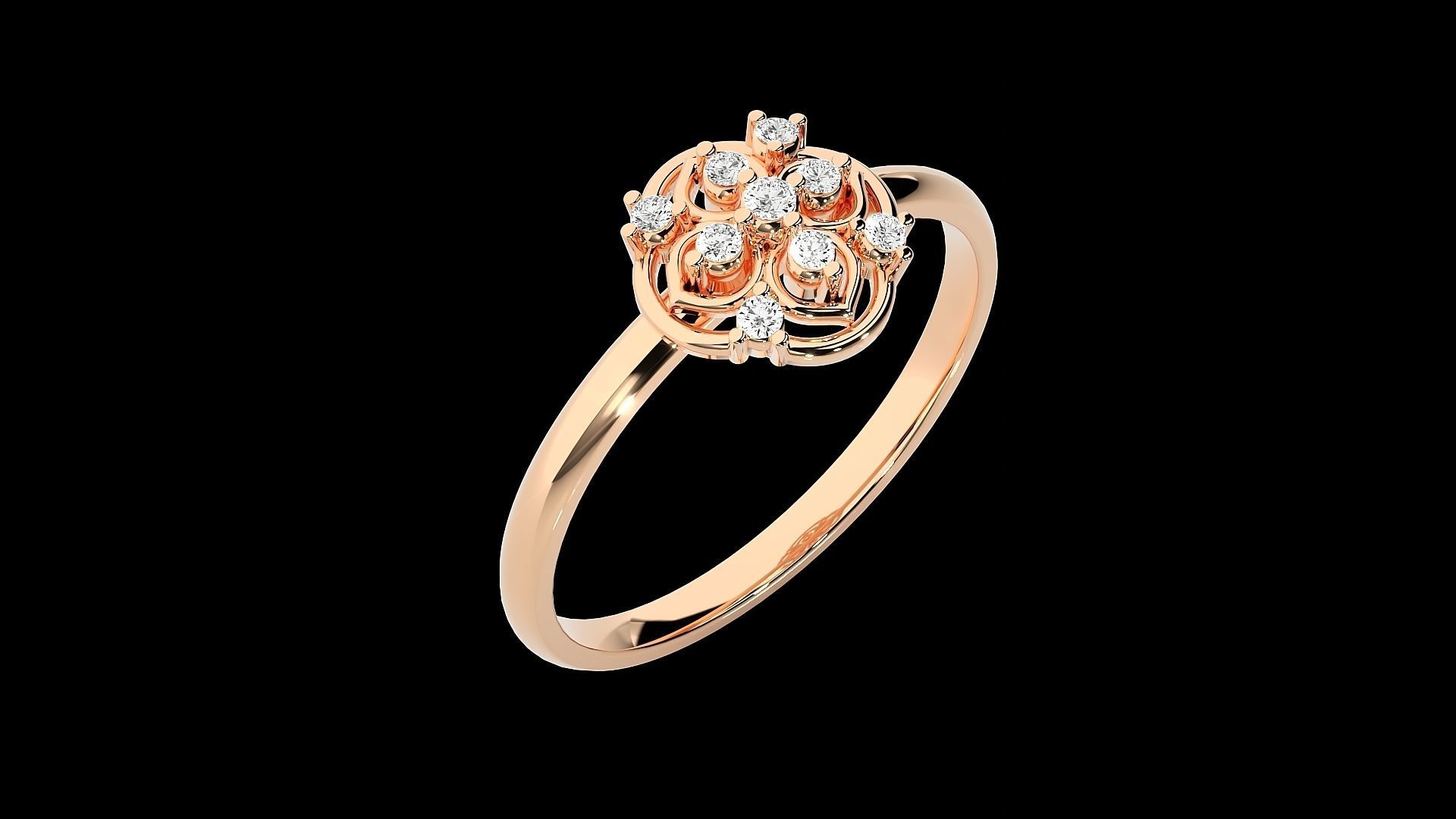 Flower Ultra light wt minimalist Women Ring 3dm stl renders 3D print model_8