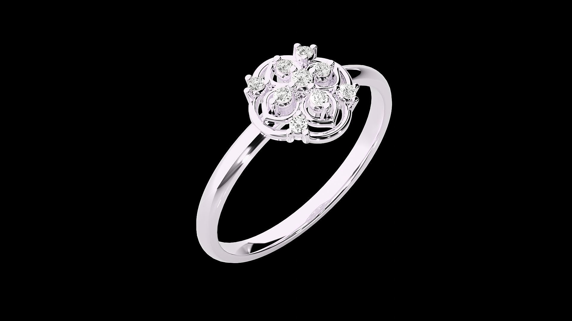 Flower Ultra light wt minimalist Women Ring 3dm stl renders 3D print model_17