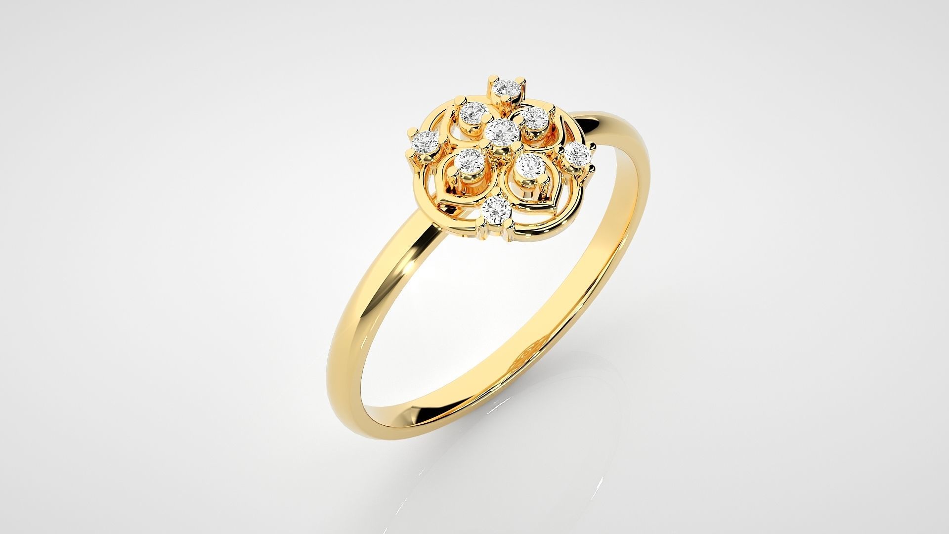 Flower Ultra light wt minimalist Women Ring 3dm stl renders 3D print model_21