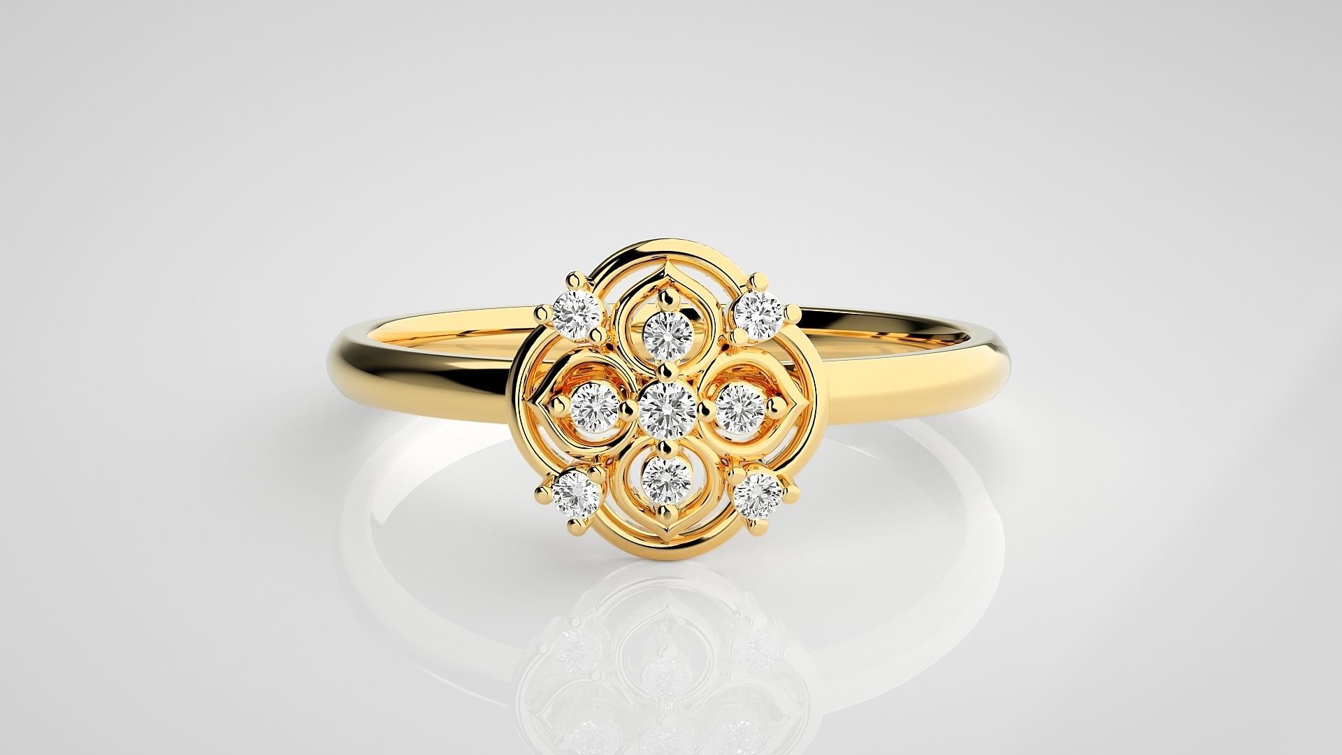 Flower Ultra light wt minimalist Women Ring 3dm stl renders 3D print model_18