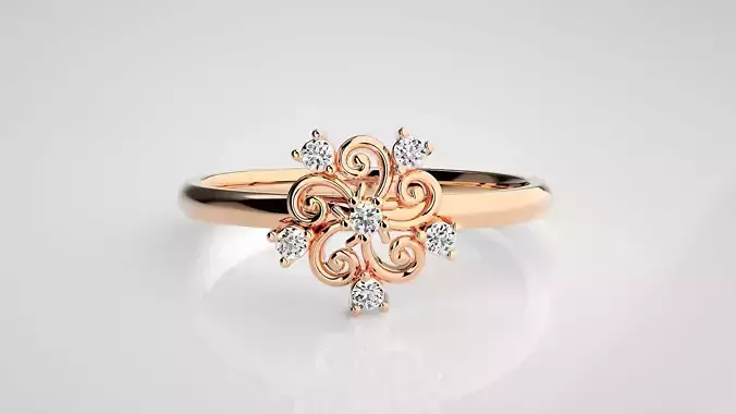 Flower Ultra light wt minimalist Women Ring 3dm stl renders