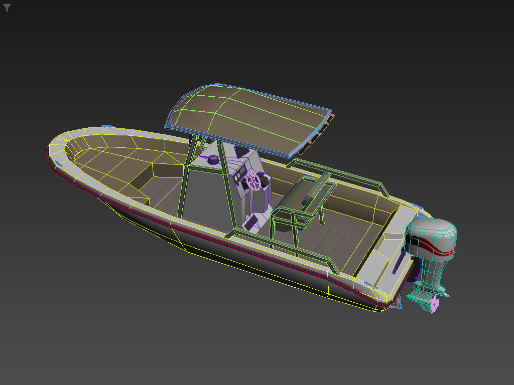 Fishing Motor Boat Boston Whaler 2  LOWEST Low-poly 3D model_4