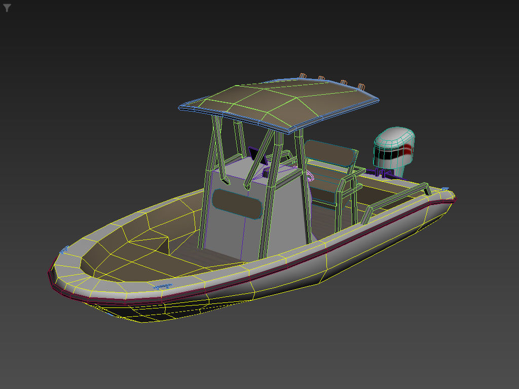 Fishing Motor Boat Boston Whaler 2  LOWEST Low-poly 3D model_3