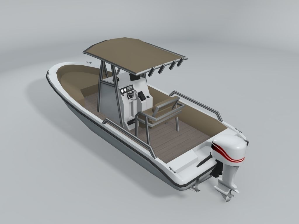Fishing Motor Boat Boston Whaler 2  LOWEST Low-poly 3D model_1