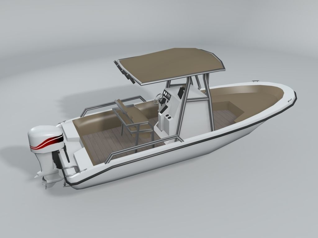 Fishing Motor Boat Boston Whaler 2  LOWEST Low-poly 3D model_2
